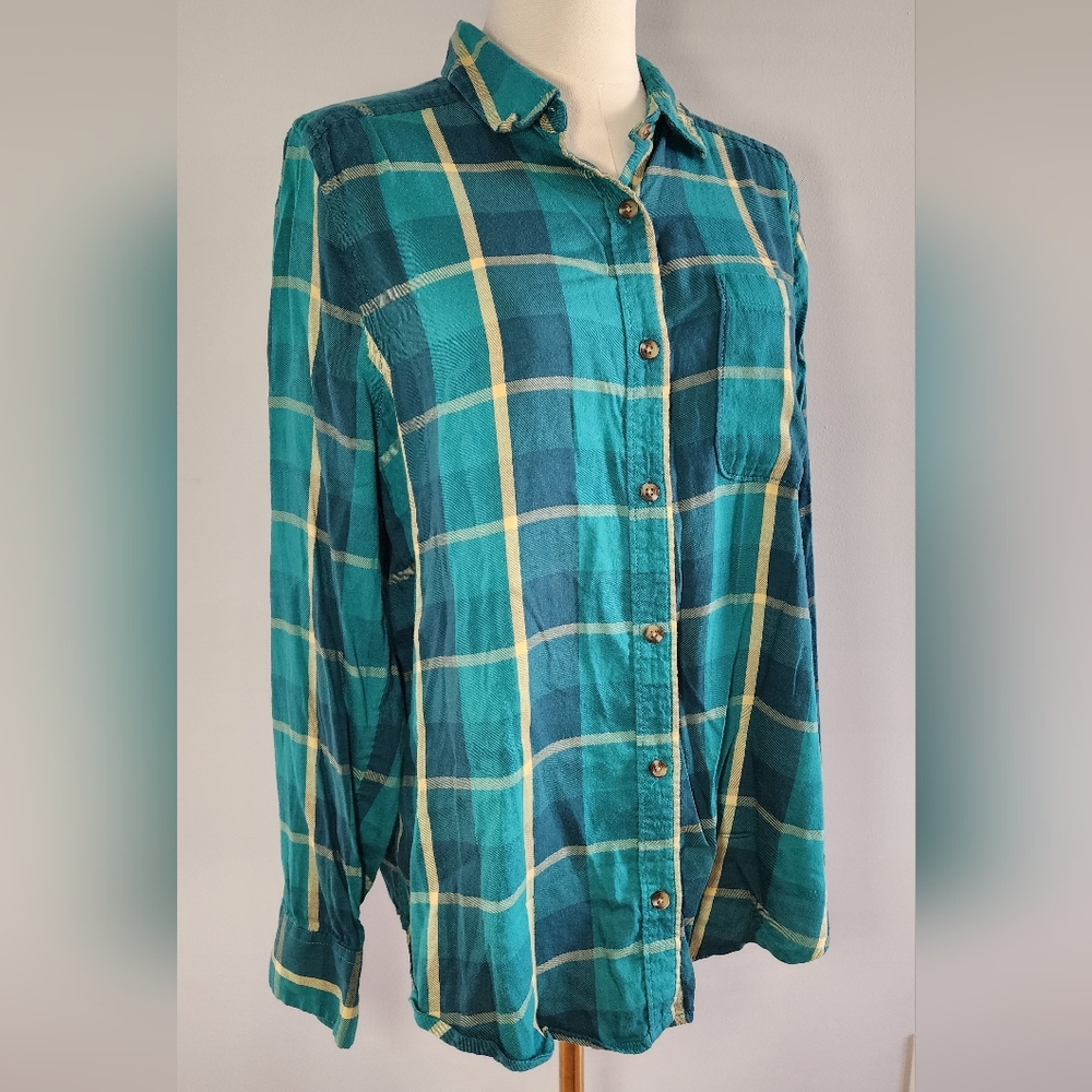 SO Button Down Plaid Shirt Long Sleeve Cotton Blend Size M